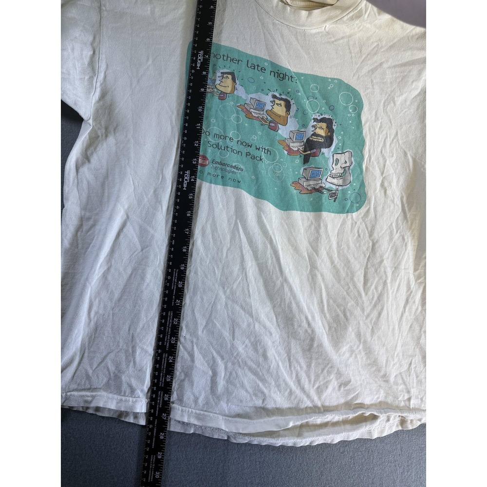 Embarcadero Technologies Shirt Mens Large White Another Late Night Graphic - Picture 3 of 9